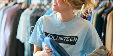Volunteers working together in a community service project
